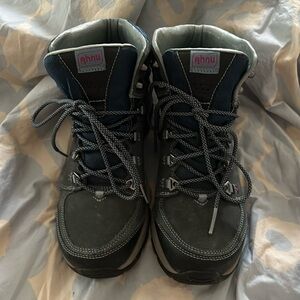 Ahnu hiking boots.